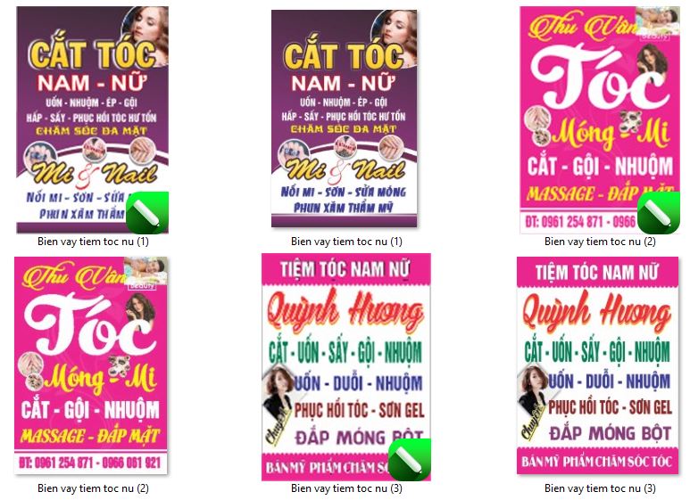 3+ Biển hộp cửa hàng tóc nữ