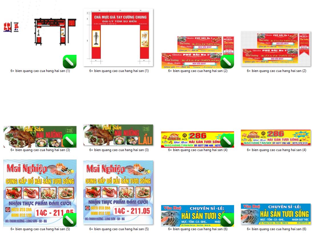 6+ Biển bảng cửa hàng hải sản