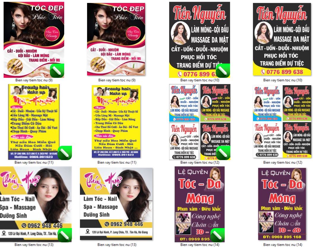 7+ Biển hộp tiệm tóc nữ