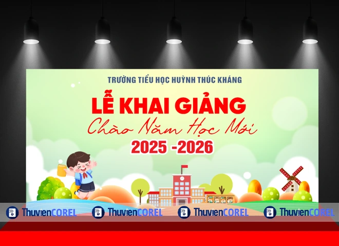 Backdrop Khai Giảng Tiểu Học – File Corel