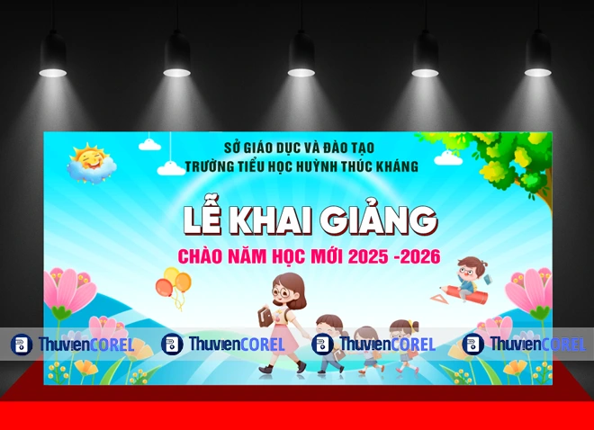 Phông Nền Lễ Khai Giảng Tiểu Học – File Corel