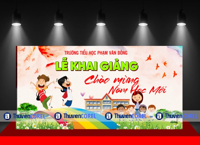 Background Lễ Khai Giảng Tiểu Học – File Corel