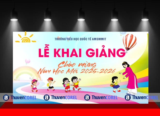 Background Khai Giảng Trường Tiểu Học – File Corel