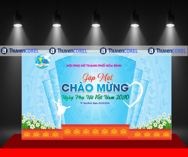 Backdrop gặp mặt Ngày Phụ Nữ Việt Nam – Không gian trang trọng và ý nghĩa