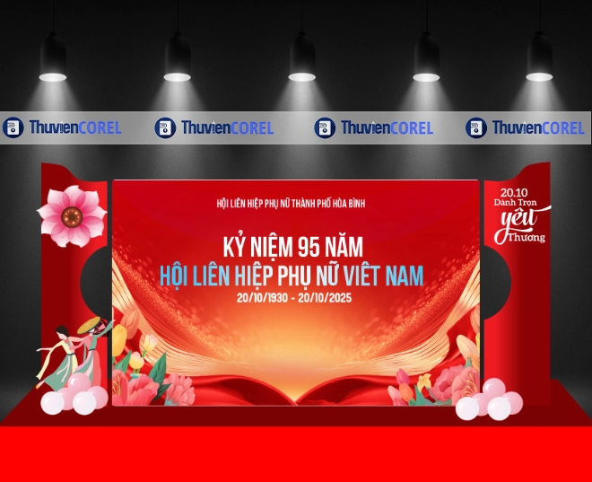 Backdrop kỷ niệm Ngày Phụ Nữ Việt Nam – Thiết kế sang trọng, chuẩn in, dễ tùy chỉnh