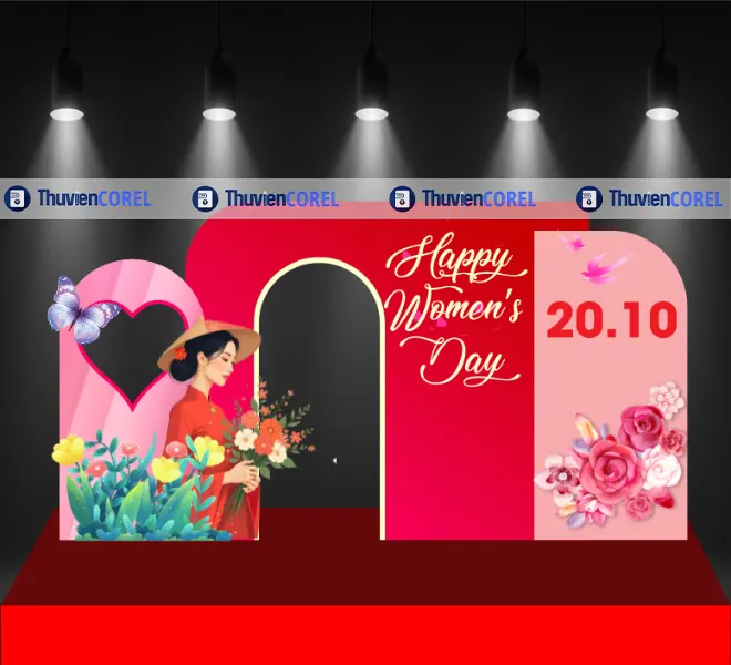 Backdrop sân khấu Ngày Phụ Nữ Việt Nam 20/10 – Tôn vinh phái đẹp Việt