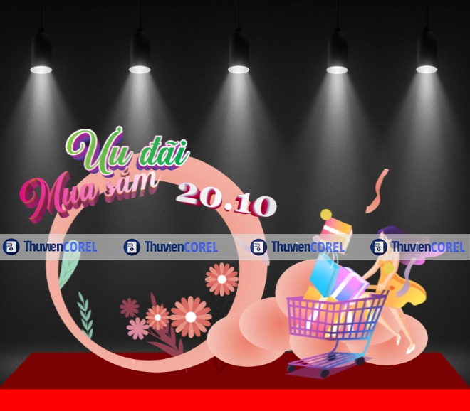 Backdrop trang trí 20/10 cho siêu thị – Không gian rực rỡ tôn vinh phái đẹ